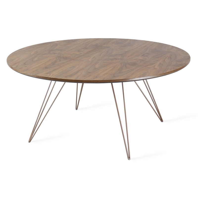 Williams Single Coffee Table, 18" H x 40" L x 40" W, Rose Copper, Walnut