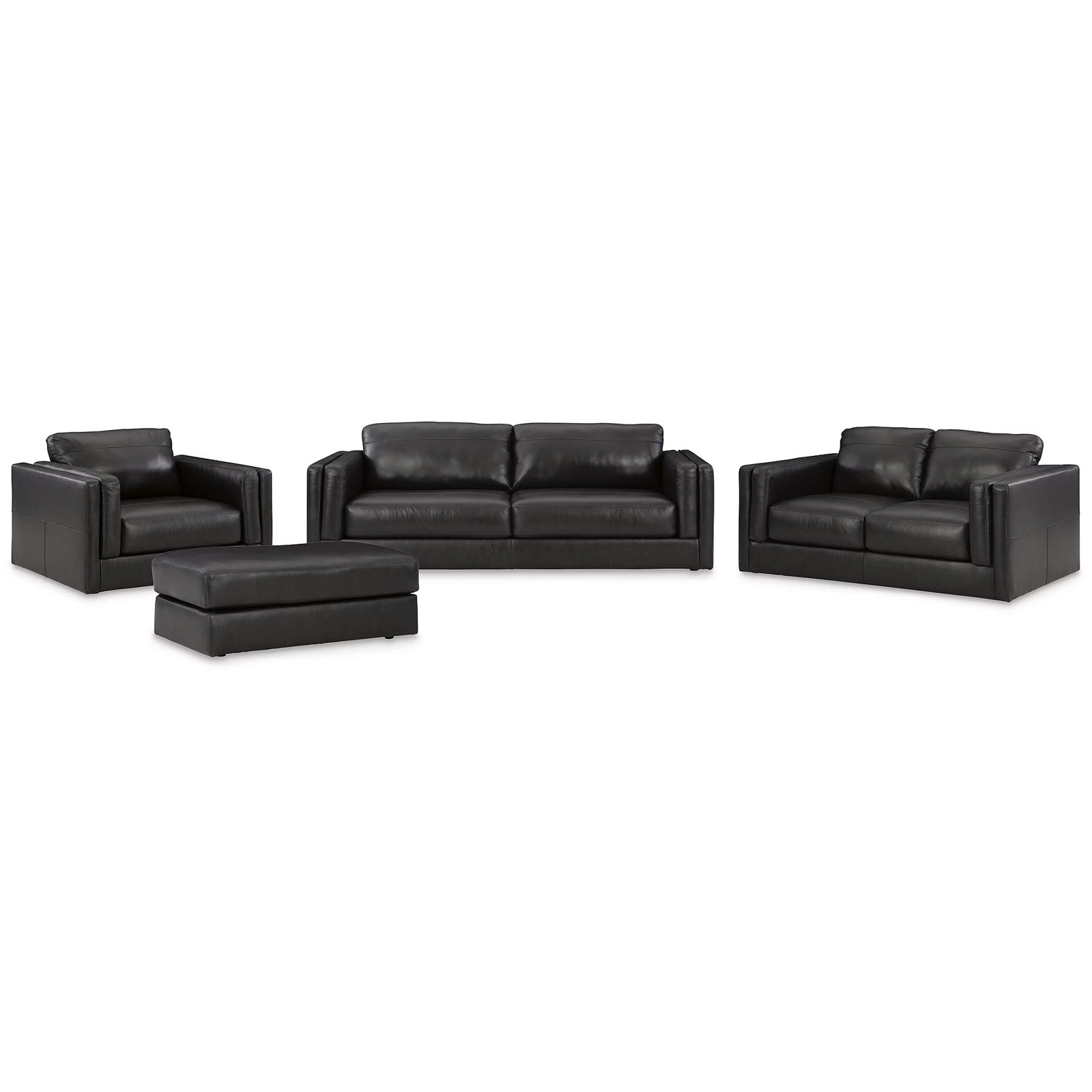 4-Piece Top Grain Leather Living Room Set