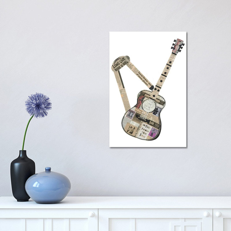 «Guitare» par Paper Cutz - impression sur toile tendue, H 18 po x l 12 po x 1,5 po