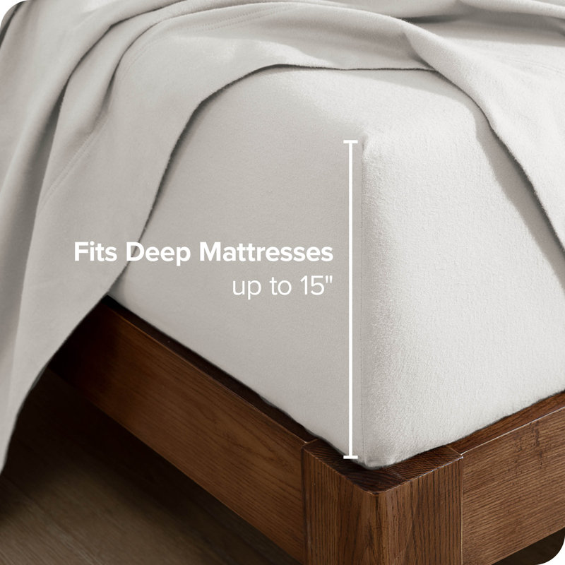 Flannel Machine Woven Fitted Sheet, Queen Fitted Sheet, Sand