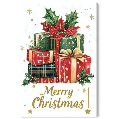 Merry Christmas Gift III Canvas Print Christmas Wall Decor by Art Remedy, Gallery Wrapped, 36 x 54