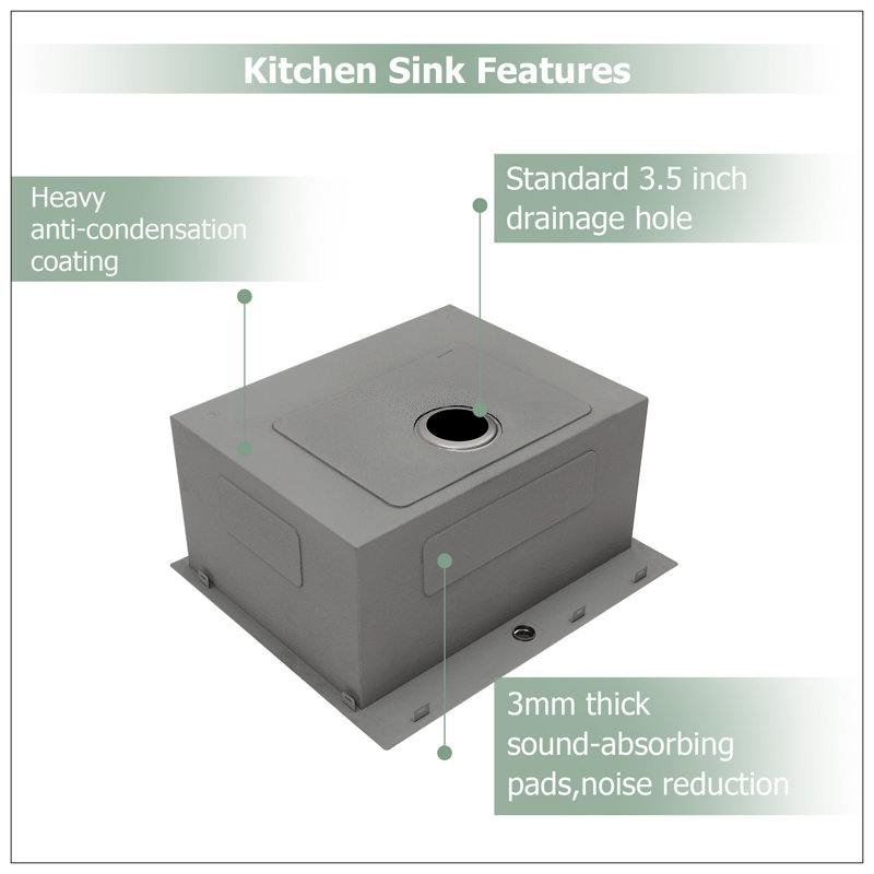 25"X22"X12" Stainless Steel Laundry Utility Sink Drop In Topmount Deep Single Bowl Kitchen Sink Basin