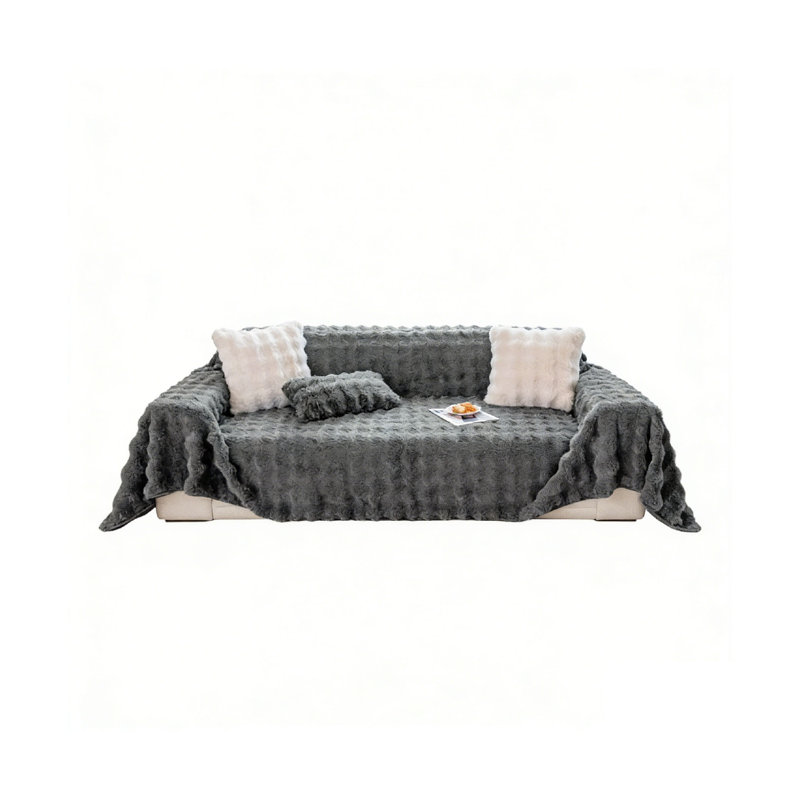 Fabric Box Cushion Sofa Slipcover, 180 cm H x 340 cm W x 1 cm D, Grey