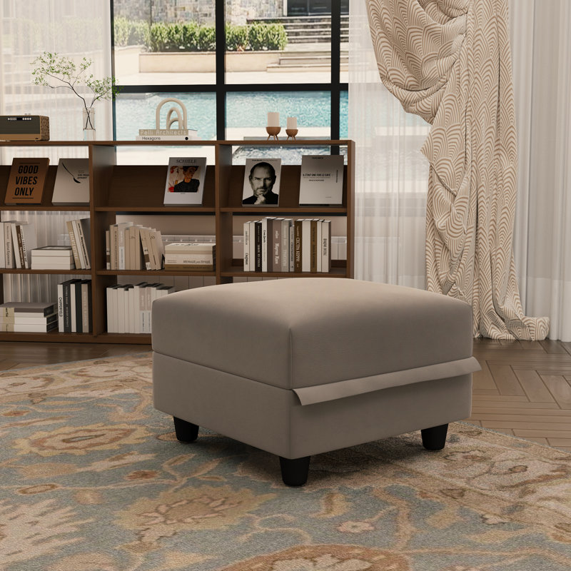 Repose-pieds de rangement en tissu Tomario, Brun