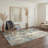 Abstract Strokes Machine Washable Azure Blue Indoor Area Rug With Non-Slip Backing-222123825