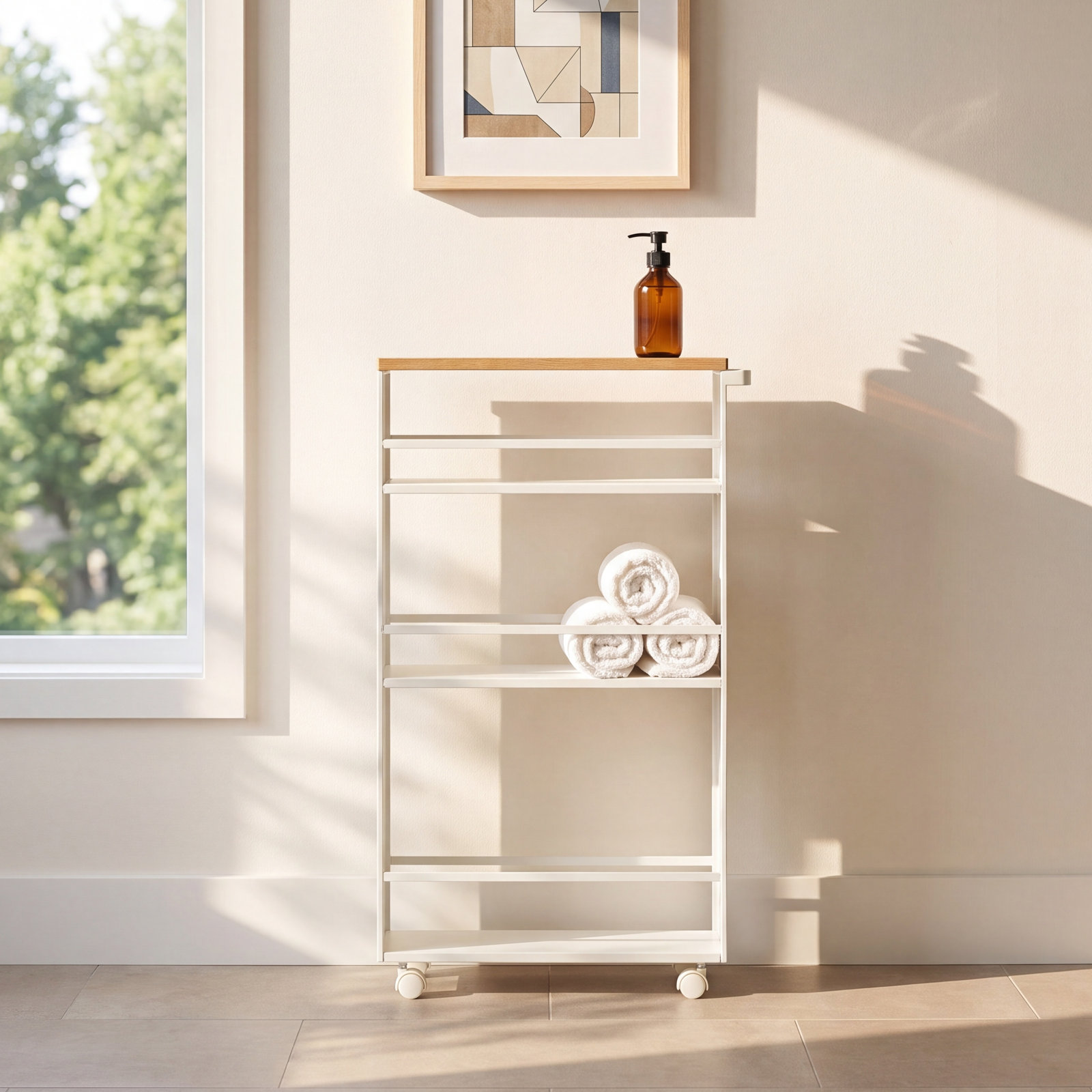 Yamazaki Home Tower 3-Tier Utility Cart, White