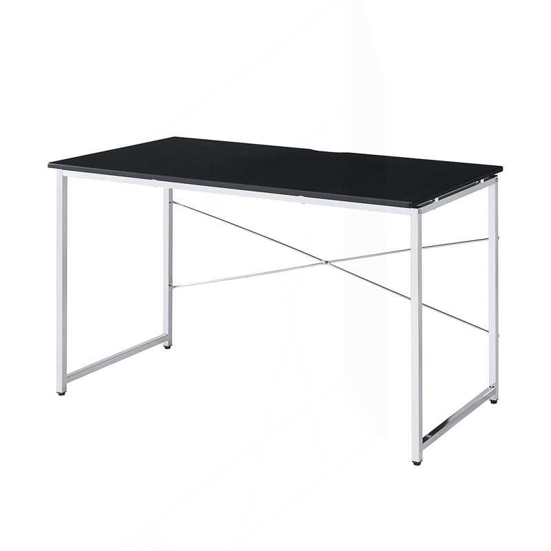 Bureau rectangulaire avec structure en métal, Black/Chrome