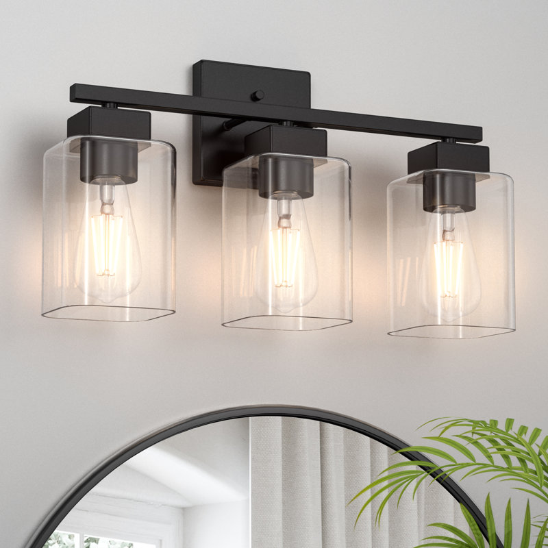 Éclairage pour coiffeuse Hartshorn, Trois lumières, Noir mat