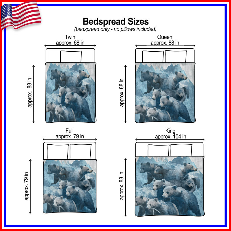 Bears In Mountain Landscape Bedding, Grand lit
