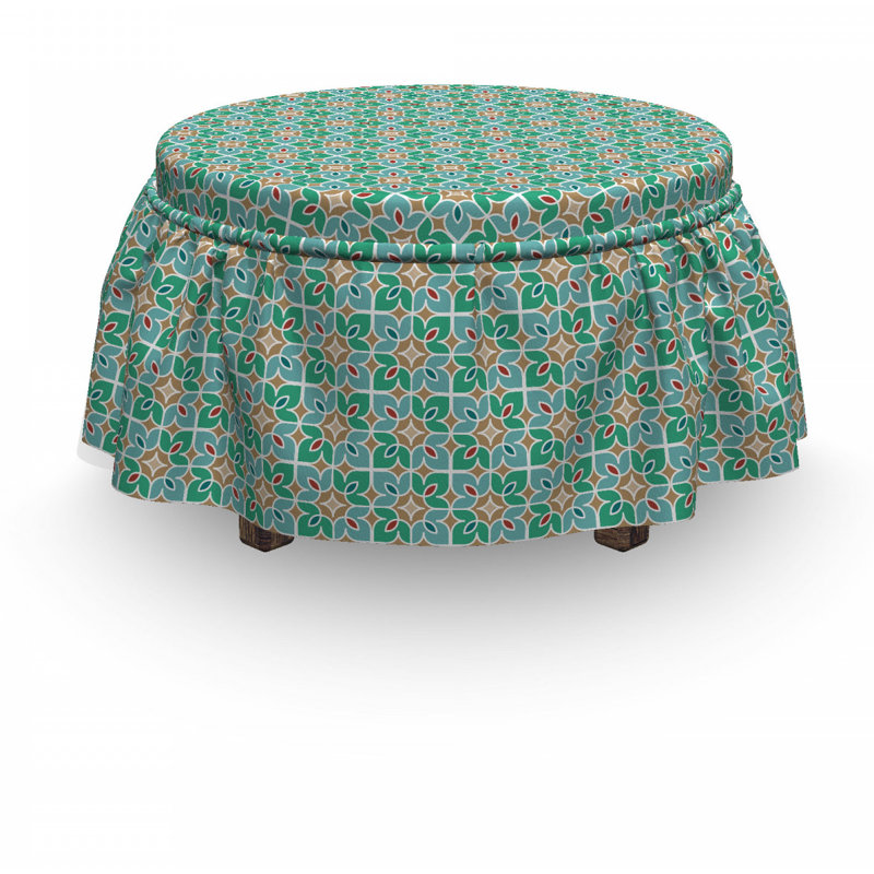 Ensemble de housse pour repose-pieds à coussins carrés 2 pièces floral marocain