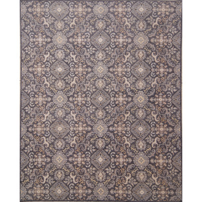 Tapis gris foncé noué à la main de haute qualité