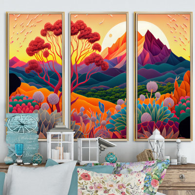 " Colorful Flowers During Golden Hour III " 3 - Pieces
