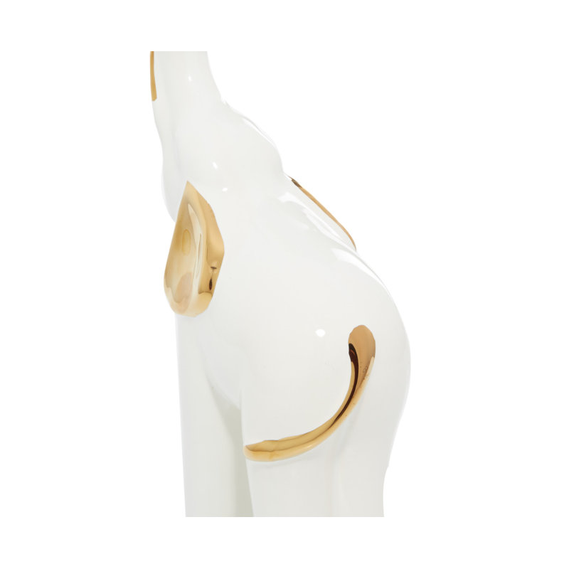 Porcelain Ceramic Elephant Gold Decorative Sculpture Set