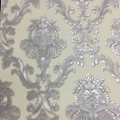 Irrum L 1.73 ft x W 32.8 ft 3D Printing Damask Embossed Minimalist European Style for Bedroom