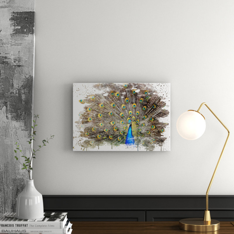 Peacock Bird - Wall Art, 70cm H x 100cm W, Wrapped Canvas