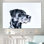 Art mural chien sur toile noir et blanc pour le salon de la chambre à coucher - 24 x 36 pouces