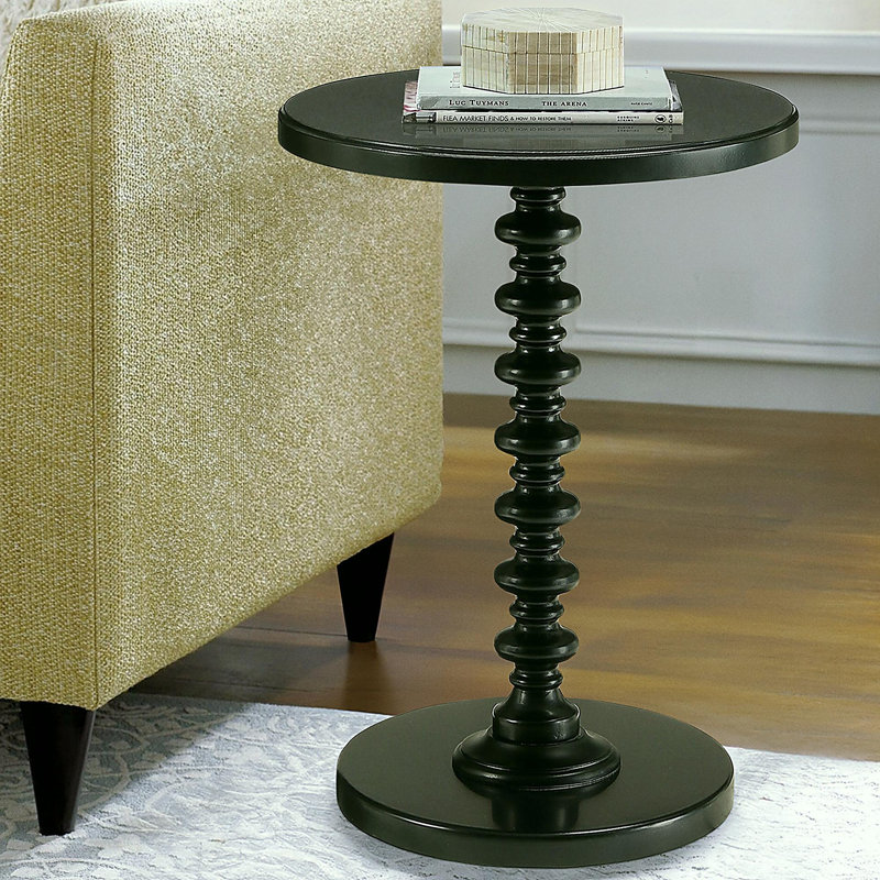 Table d'appoint circulaire noire en bois, Noir
