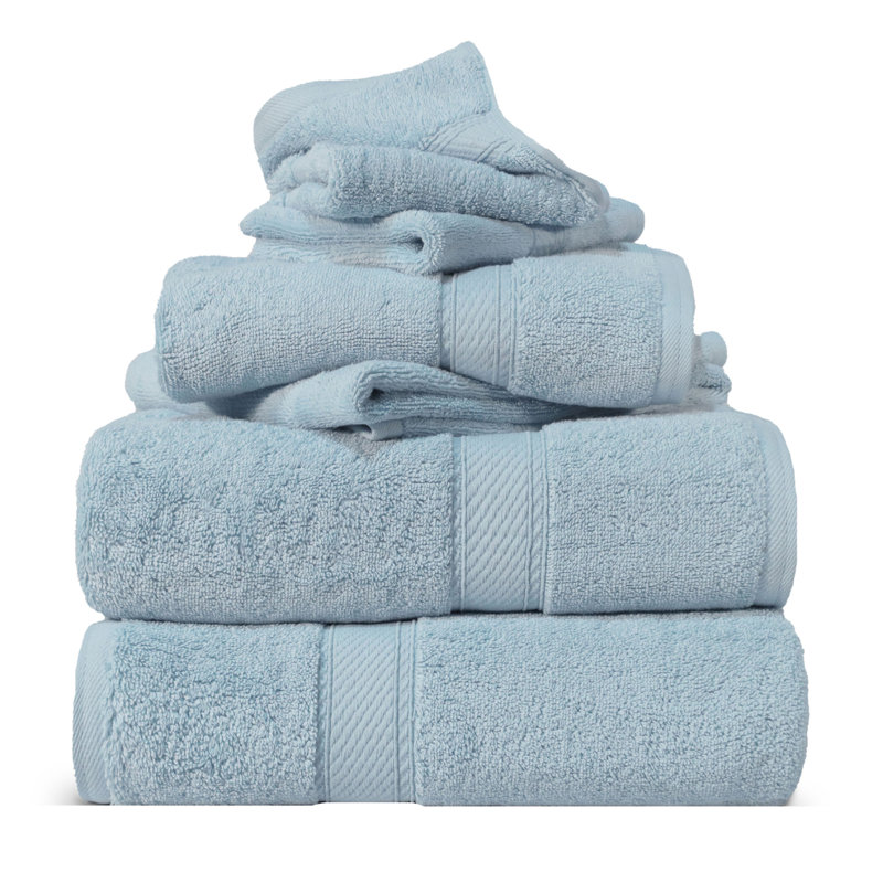 Scotia Egyptian Cotton Bath Towel Set, Light Blue, 6Pc Towel Set  (2Bath, 2Hand, 2Face)