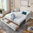 Mid-Century Tufted Upholstered Twin to King Expandable Daybed with Storage Drawers Beige-1760738059