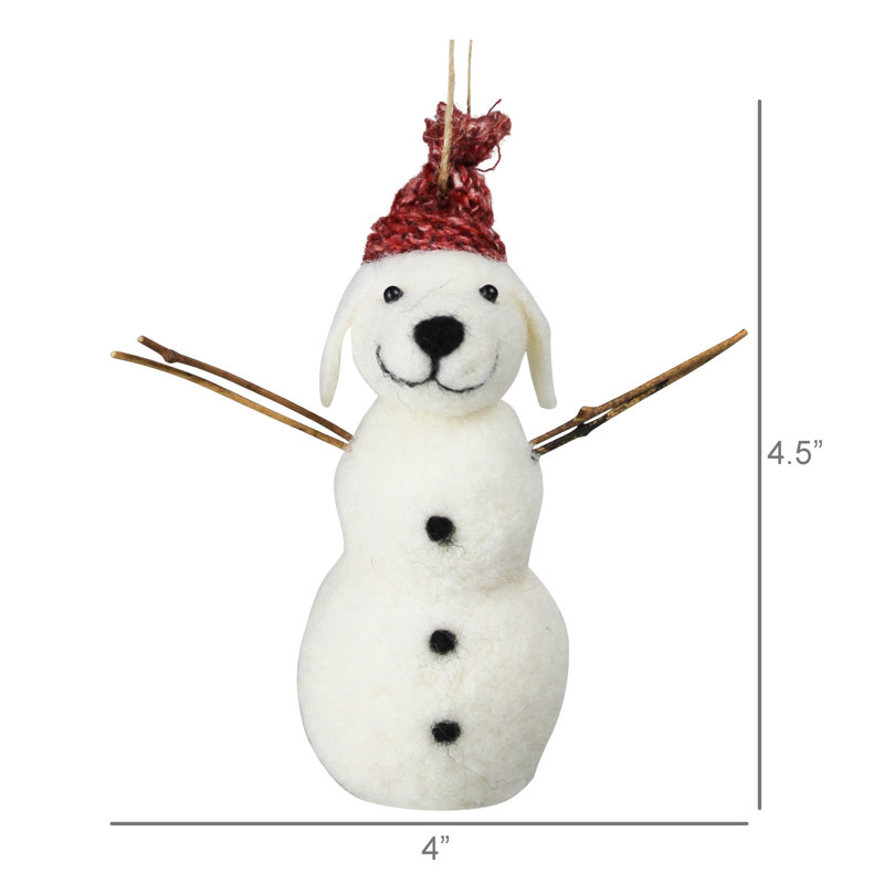Ornement de chien bonhomme de neige en feutre