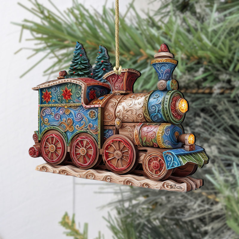 Ornement en bois de train de Noël par Debrekht