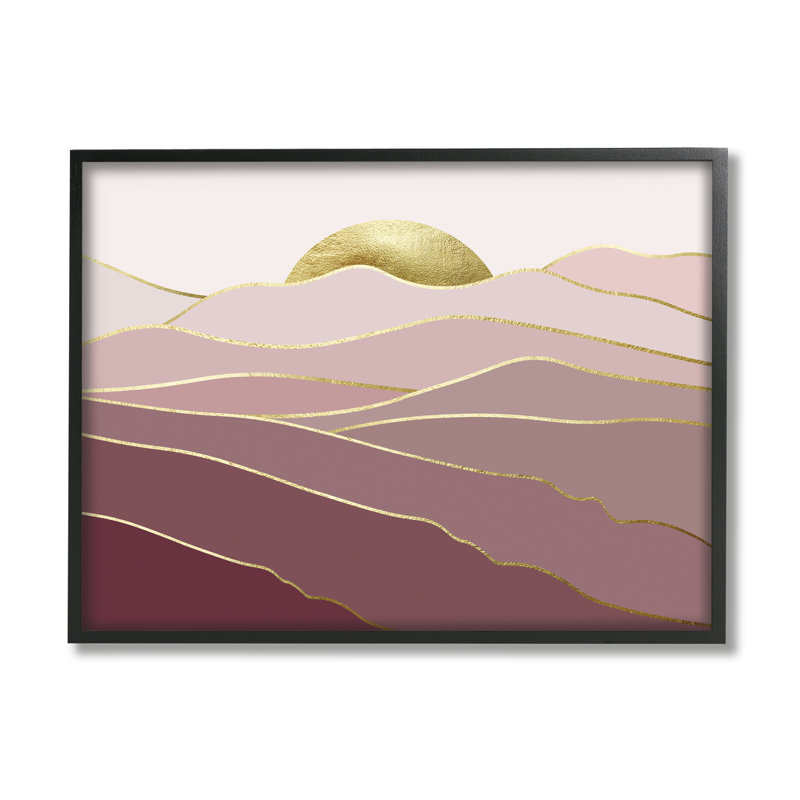 «Layered Pink Glam Mountain Peaks» par Urban Epiphany - cadre flottant, impression sur bois, L 30 po x H 24 po x P 1,5 po