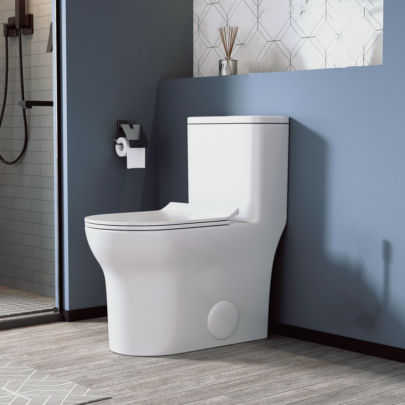 1.1/1.6 GPF Extended Comfortable Height Floor Standing Integrated Toilet, Ceramic Material, White