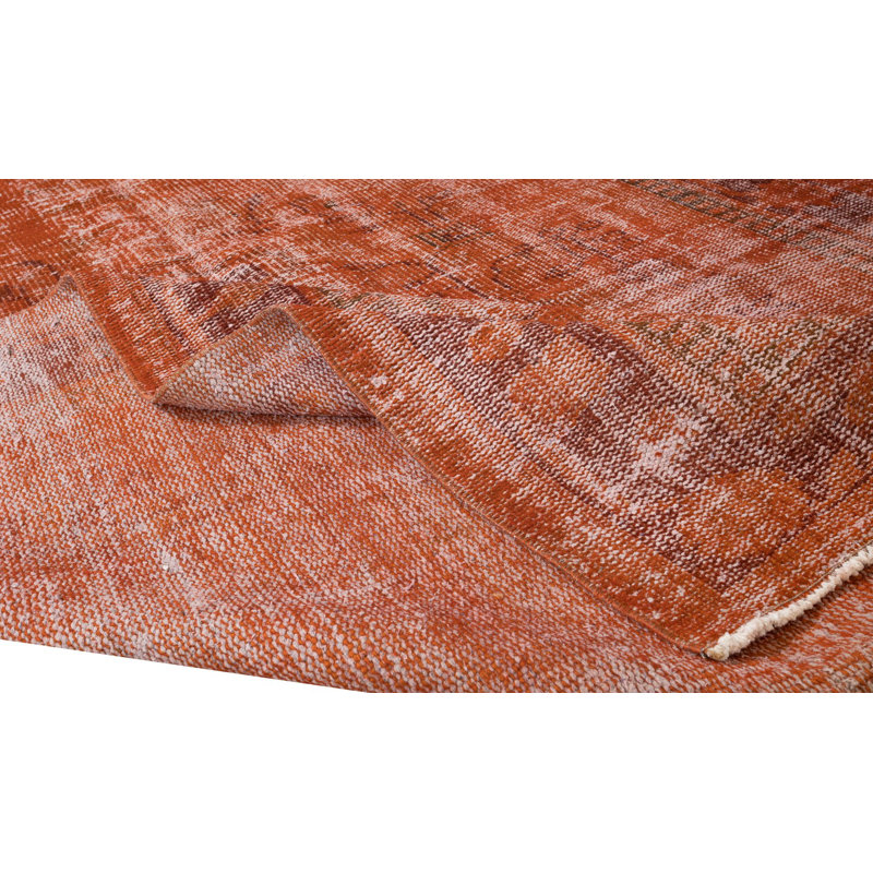 6x8.4 Ft Handmade Turkish Rug Over-Dyed in Orange Color for Modern Interiors