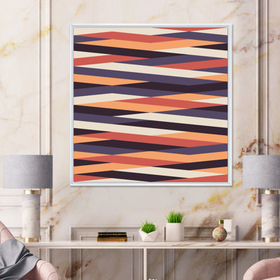 «Retro Grey and Orange Strioed Geometrics», reproduction d'art sur toile à motifs