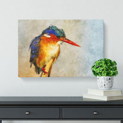 Exquisite Kingfisher Bird - Wrapped Canvas Painting