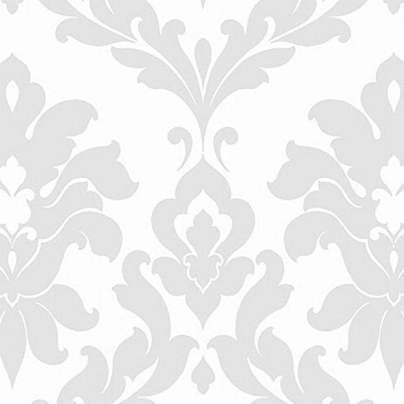 Damask Wallpaper, Grey/White
