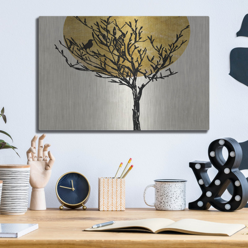 Art mural en métal luxueux «Moon Tree 2» par Karen Smith, 16 po x 12 po, H 12 po x l 16 po