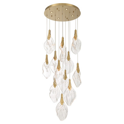 Chandelier, 16-Light, 24", Gold, Clear Glass