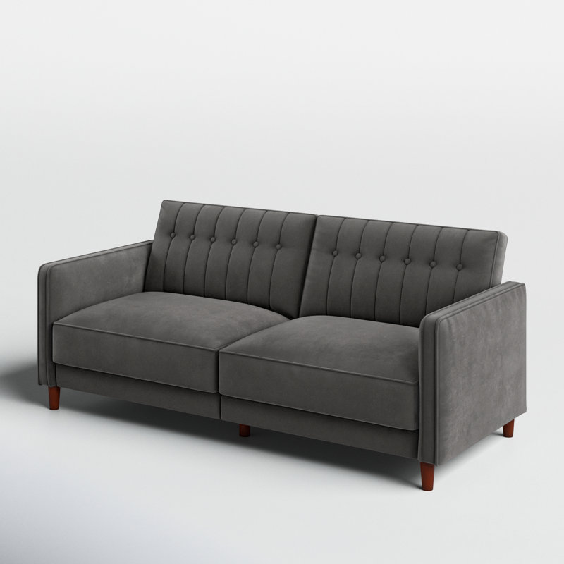 Perdue 81.5" Velvet Square Arm Convertible Sofa - Thumbnail 2