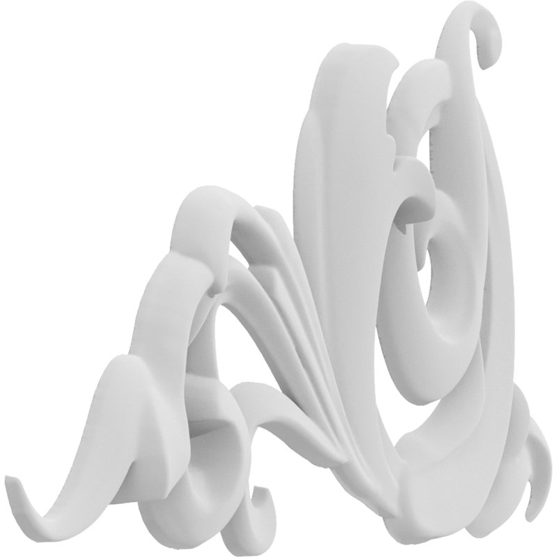 Kirby H W D Composite Rosette Applique, 3" H x 4" W x .38" D, Left