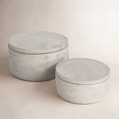 Hazleton Round Decorative Cement Storage with Lids