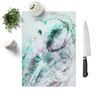 Tempered Glass Barn Owl Art Chopping Board