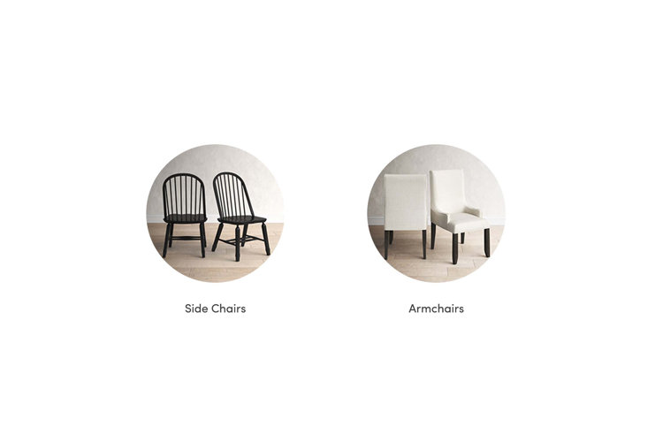 two types of dining chairs: armchairs and side chairs