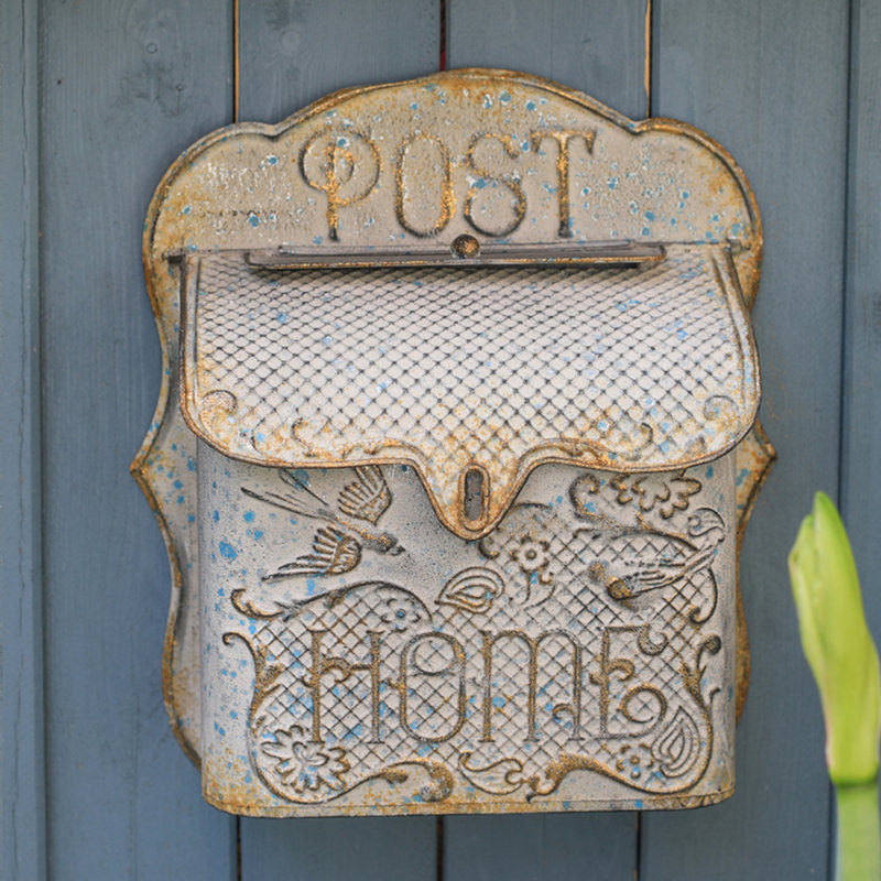Metal Wall Mounted Post Box, Grey, 31.5cm H x 27.4cm W x 9.9cm D
