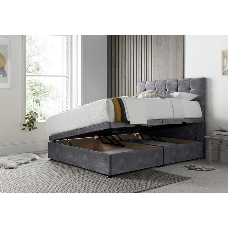 Florida Conistan Divan Ottoman with Floor Standing Headboard , Kingsize (5'), Armour
