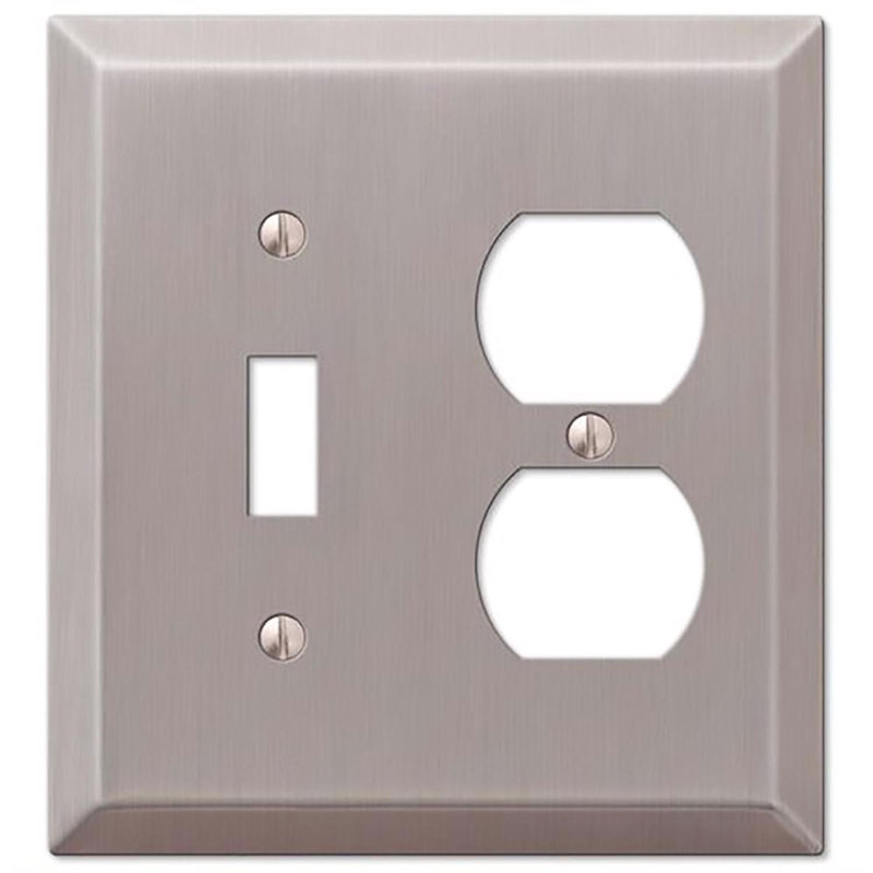 Amerelle Century 2 gang Metal Duplex/Toggle Wall Plate 1 pk, Brushed Nickel