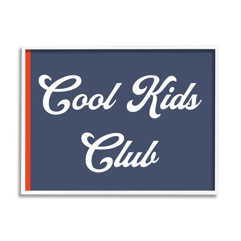 «Cool Kids Club», art audacieux, H 11 po x l 14 po x P 1,5 po, Giclée encadrée blanc bord de mer