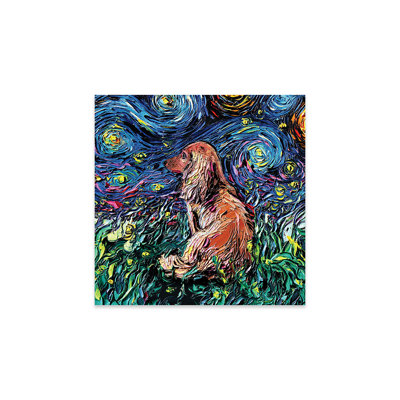 " Brown Longhair Dachshund Night " by Aja Trier