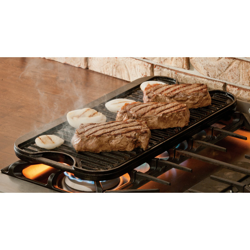 Lodge Black Cast Iron Reversible Grill Griddle, 20 x 10.44 inch
