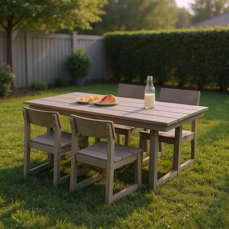 5-Piece HDPE Outdoor Dining Set With Weather-Resistant Patio Table And Chairs, Black, 4