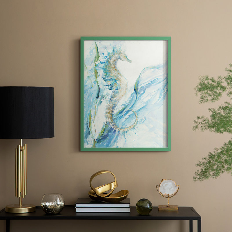 New Seahorse, reproduction encadrée - bois massif, H 15 po x l 12 po, Vert