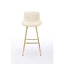 26 pouces de 2 chaises de bar, tissu en velours avec repose-pieds et pattes dorées, tabouret crème, repose-pieds, couleur