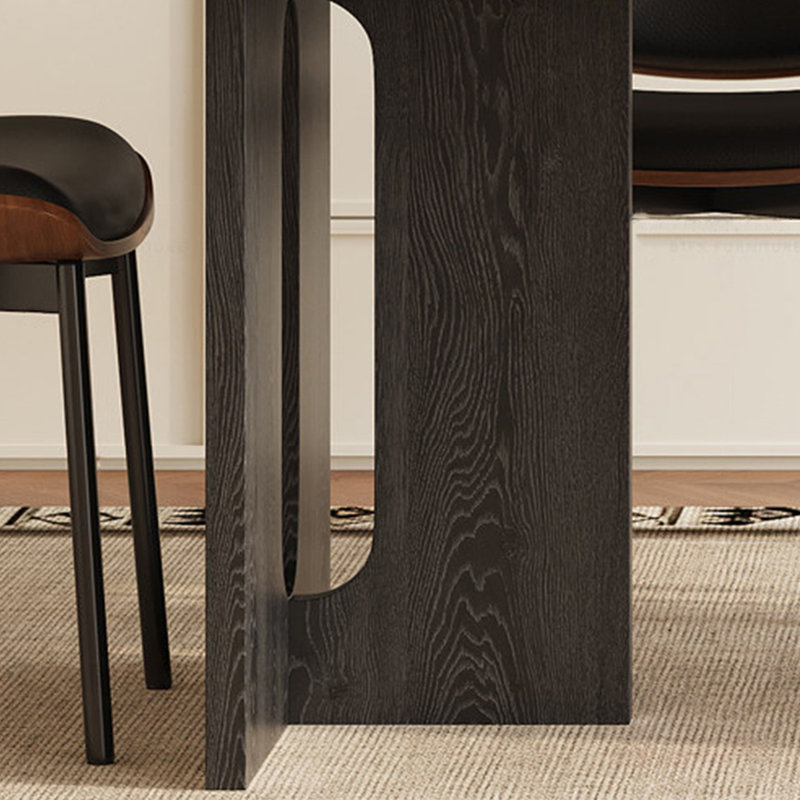 Table de salle à manger rectangulaire en granit à usage domestique, 7 pièces : table, 6 chaises, Brun