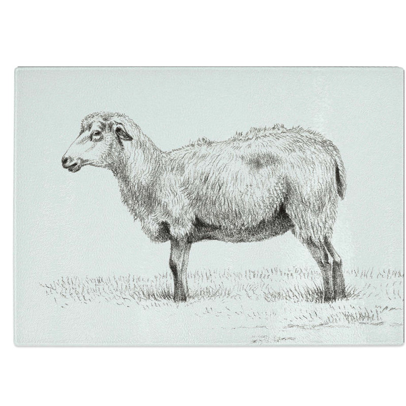 Tempered Glass Standing Sheep by Jean Bernard Chopping Board, 39 cm W x 28.5 cm L