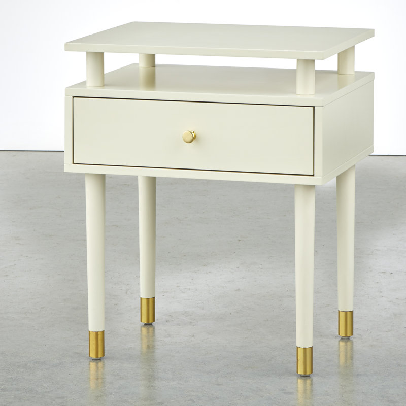 Camylle End Table with Storage, Antique White/Gold